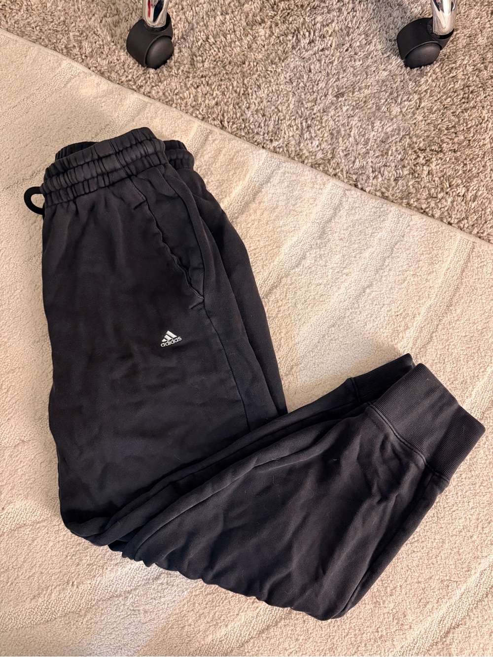 adidas Black Joggers with Elastic Waist